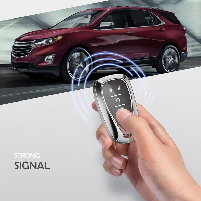 ELOHEI for Chevy Key Fob Cover Case Shell Cover TPU Protector Holder for Chevrolet 2020 2019 2018 2017 2016 Chevy Malibu Camaro Cruze Traverse Spark Equinox Sonic Volt Bolt (Silver) - Image 4